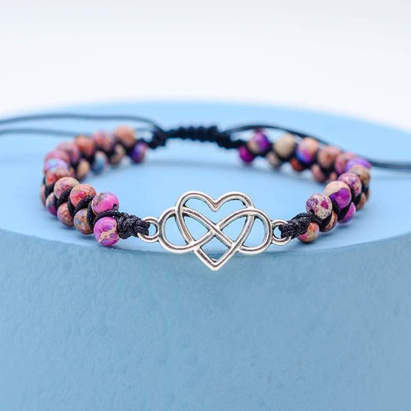 DivaGlamz To My Granddaughter-Infinity Forever Love Heart Bracelet, Natural Emperor Stone Double Layer Purple Beaded Woven Wrap Bracelets Adjustable Mind Peace Gift Jewelry - Image 3